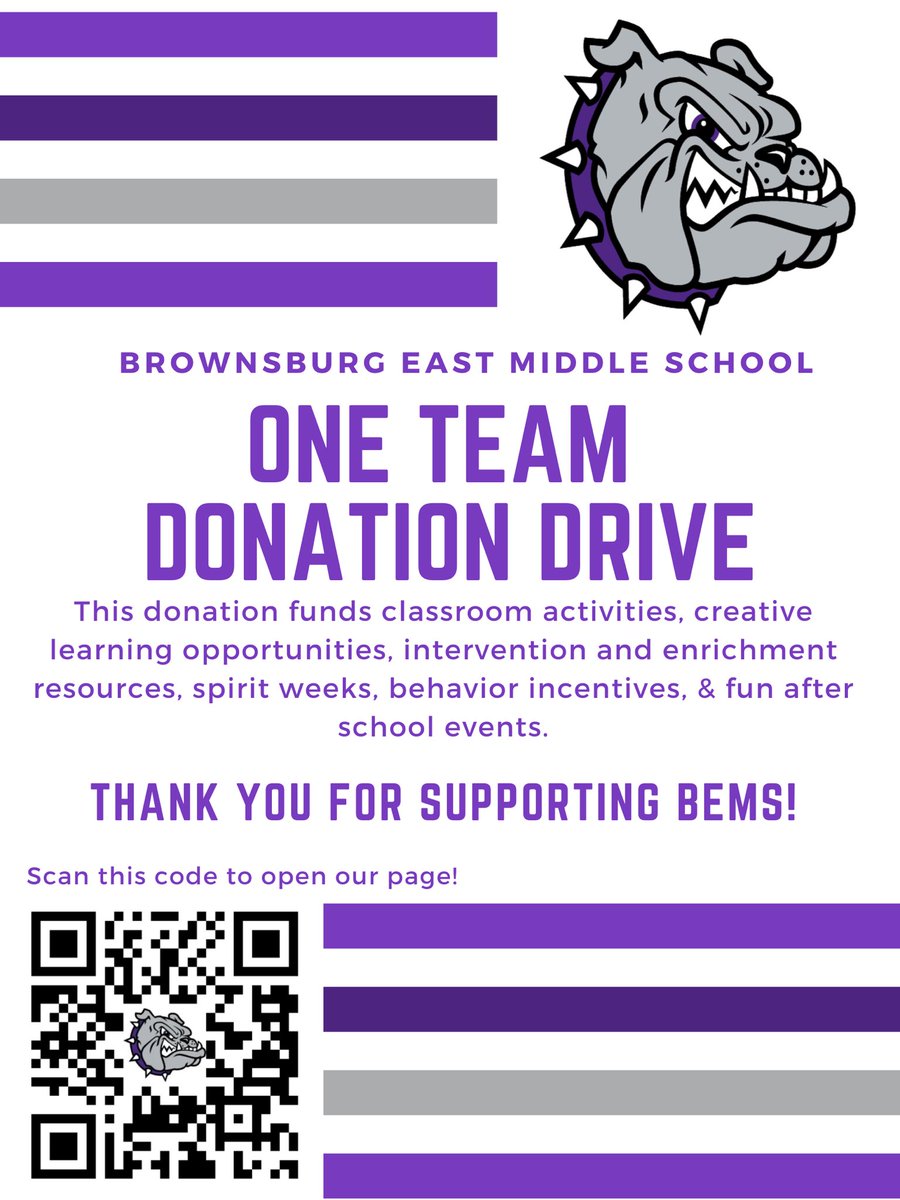 We have passed the $8K mark on our way to our $20K goal. 💯 of your donation goes to the students. The $25 level pays for itself if your student is going to the carnival on October 2. If you own a business &amp; want to be a community partner, email aschroering@brownsburg.k12.in.us