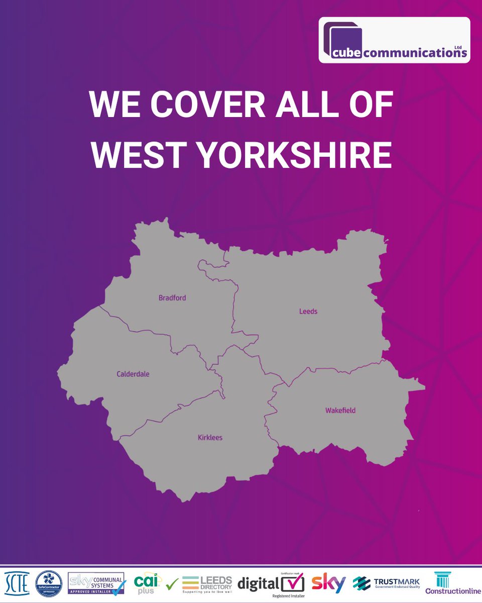 Cube_Comms's tweet image. From Leeds to Wakefield, Bradford to Halifax, we cover every corner of West Yorkshire.

We’re ready to install your next TV, CCTV system or broadband upgrade.

Book your install: ow.ly/MRjH50WeJ86

#LocalCoverage #YorkshireInstallers #AVExpertsNearYou #CubeCommunications