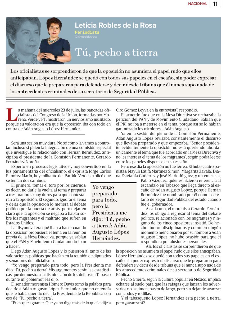 rubysoriano's tweet image. 🧨Oposición de Gelatina, la estampa que retrata a la oposición que hoy tenemos en el Senado a través de la impecable columna de @letroblesrosa
🧨Senadores que hoy son mudos y que sólo balbucean débilmente sin atreverse a mencionar a @adan_augusto