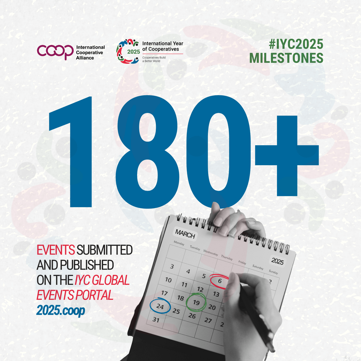 🌍 180+ cooperative events published on the #IYC2025 Global Events Portal!

📝 Submit your own → connect with a global cooperative community

🔗 Browse online, hybrid &amp; in-person events → 2025.coop

#CooperativesBuildABetterWorld #CoopsYear