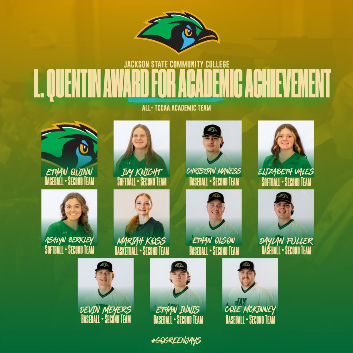 📚 35 Green Jays Earn the L. Quentin Lane Award!

Congratulations to our student-athletes for achieving academic excellence and crushing last year’s mark of 14 honorees — a 150% increase!

Proud moment for Green Jay Athletics!

#TheStandard #Distinct