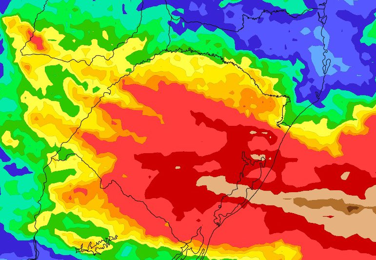 🔴 ALERTA | Episódio de chuva volumosa pode trazer mais de 100 mm em alguns pontos. Domingo será o dia com mais chuva. Leia a previsão e veja os mapas com as projeções de precipitação. ▶️ metsul.com/fim-de-semana-…