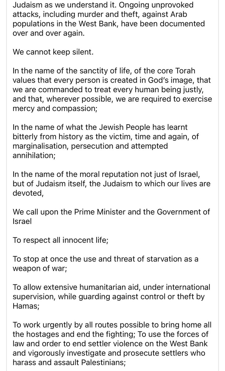 Rev_LisaB's tweet image. A vital message from Jewish leaders, imploring the Prime Minister and government of Israel to stop using starvation as a weapon of war and to allow humanity aid in. 🙏
