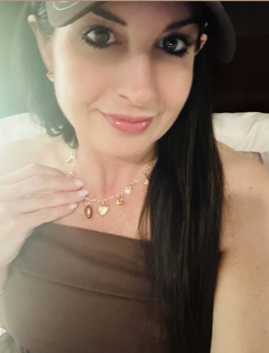 Training camp is the perfect day for my new football necklace debut. My right eye is on the pollen struggle bus 🥴😩