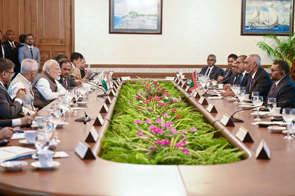 Dr Mohamed Muizzu (@mmuizzu) on Twitter photo A very warm welcome to His Excellency Prime Minister Shri <a href="/narendramodi/">Narendra Modi</a> to the Maldives.
Today Prime Minister and I held productive talks where we focused on carrying forward the Maldives-India development partnership in key areas of common interest and on providing all the A very warm welcome to His Excellency Prime Minister Shri <a href="/narendramodi/">Narendra Modi</a> to the Maldives.
Today Prime Minister and I held productive talks where we focused on carrying forward the Maldives-India development partnership in key areas of common interest and on providing all the