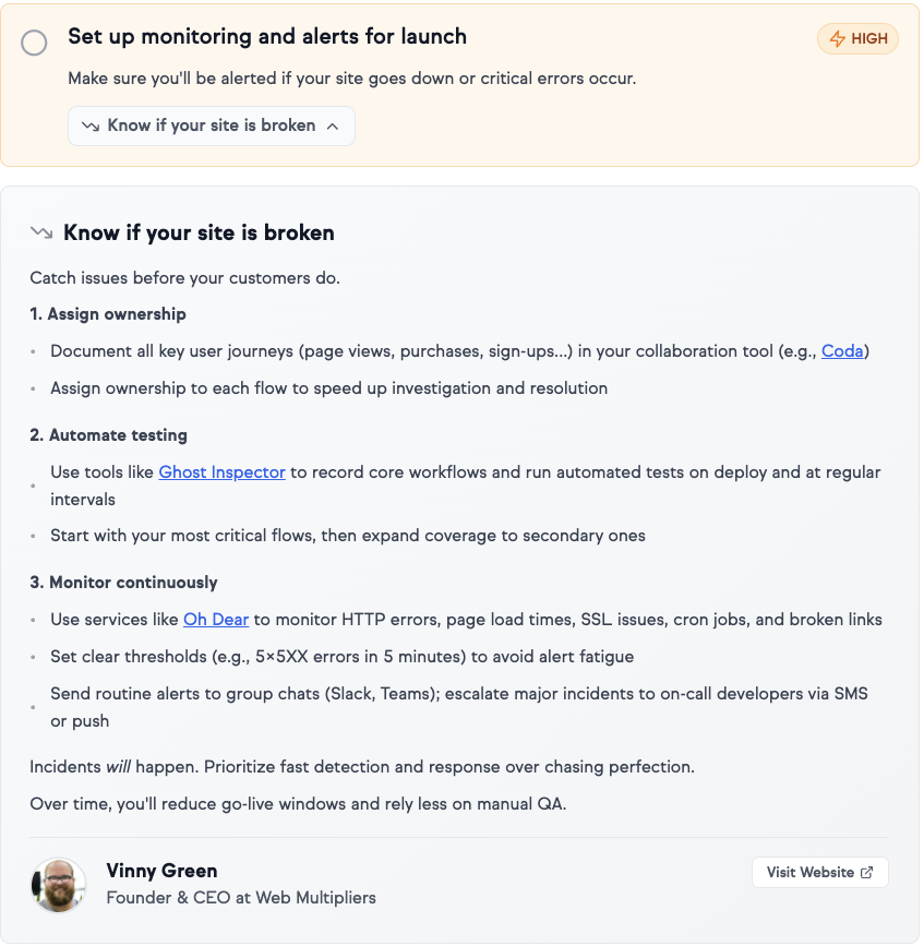 I got the chance to drop some knowledge as part of this redesign checklist with <a href="/marker_io/">Marker.io</a>.  

Good luck with your next redesign!

cc <a href="/coda_hq/">Coda</a> <a href="/OhDearApp/">Oh Dear</a> <a href="/GhostInspector/">Ghost Inspector</a>