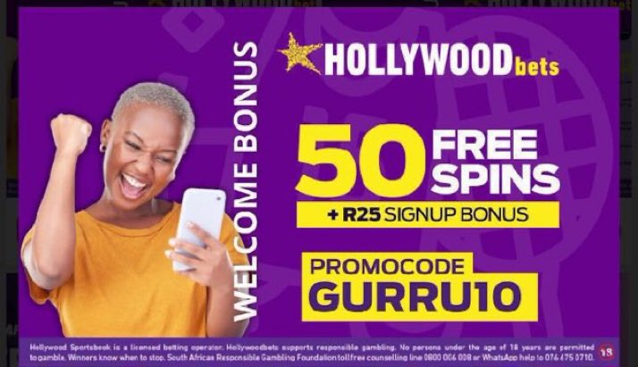 kabbree's tweet image. SPIN, WIN and REAPEAT! Boost your betting Power🥳✨🤩Join Hollywoodbets , Sign up using the promo code GURRU10 and get FREE 50 spins +R25 bonus on spina zonke🤩🔥 Hollywoodbets
#HollywoodbetsSignIn