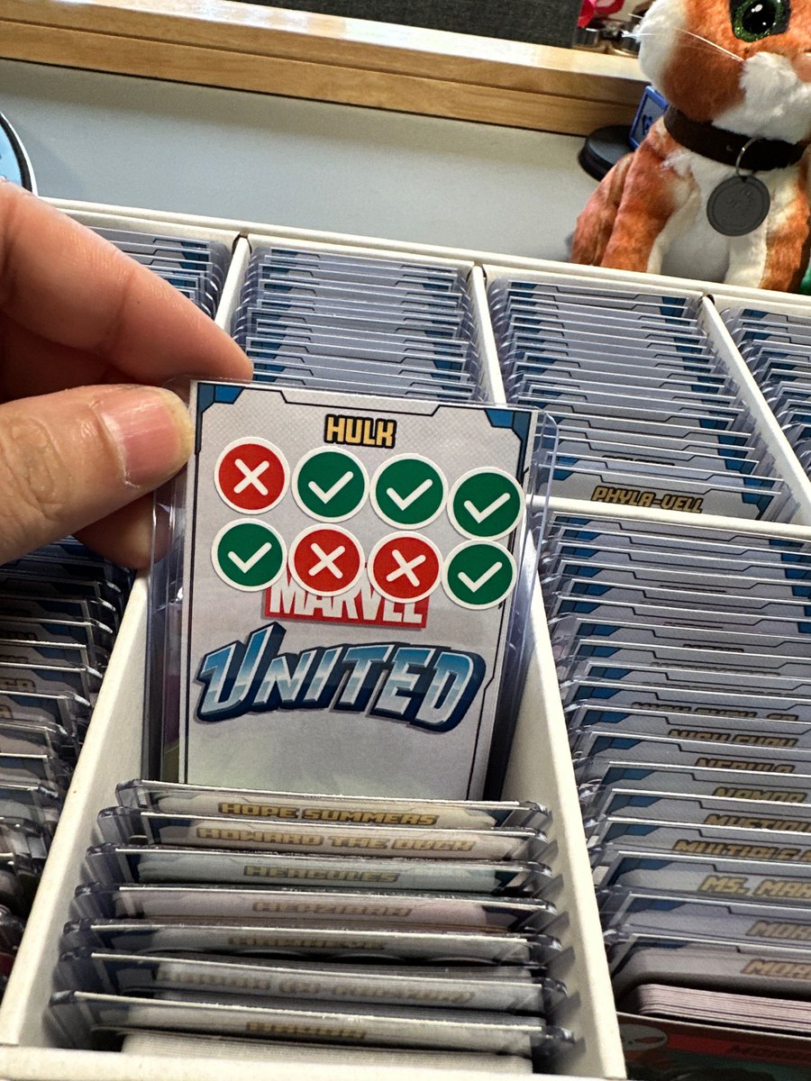 Marvel United hero update!: For my group, Hulk has been played the most (won 5 out of 8 games), Doop holds the record for the highest win rate with 3 or more plays (won 4 out of 5 games), and poor Beta Ray Bill has lowest win rate (lost 3 out of 3 games)!

Which are yours?!