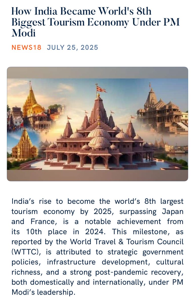 CaptBrijesh's tweet image. How India Became World's 8th Biggest Tourism Economy Under PM Modi
news18.com/opinion/opinio…
via NaMo App