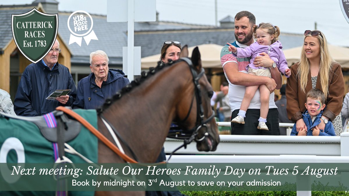 CatterickRaces's tweet image. Our next raceday is the Salute Our Heroes Family Day on Tuesday 5 August ๐
Join us for thrilling racing and family fun! FREE tickets are available for military personnel & their families, via the racecourse office or Catterick Garrison Headquarters.
๐๏ธcatterickbridge.co.uk/Racing/Buy-Ticโฆ