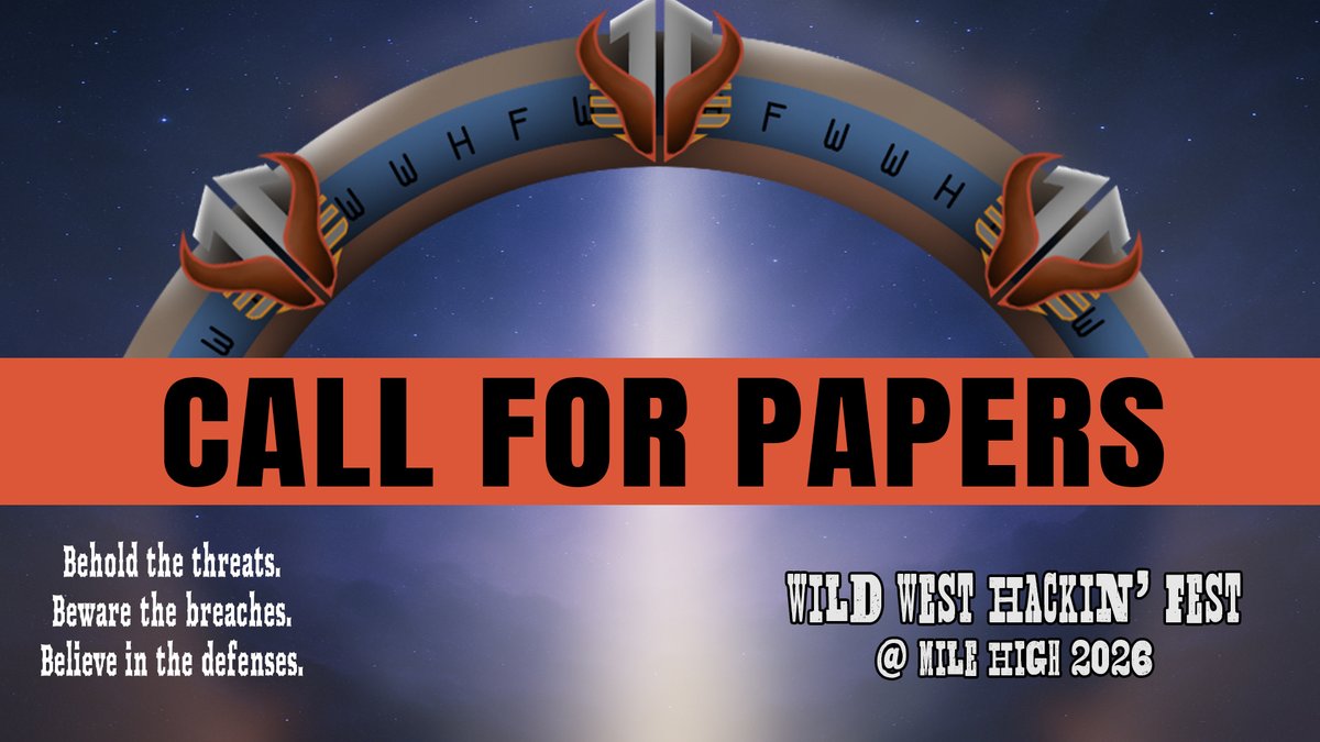 WWHackinFest's tweet image. Your mission briefing awaits. Time is of the essence, submit your talk before the gate closes. wkf.ms/45fLrjH
Priority Deadline: Friday, Aug. 29, 2025
Final Deadline: Monday, Nov. 3, 2025
#WWHF #MileHigh2026