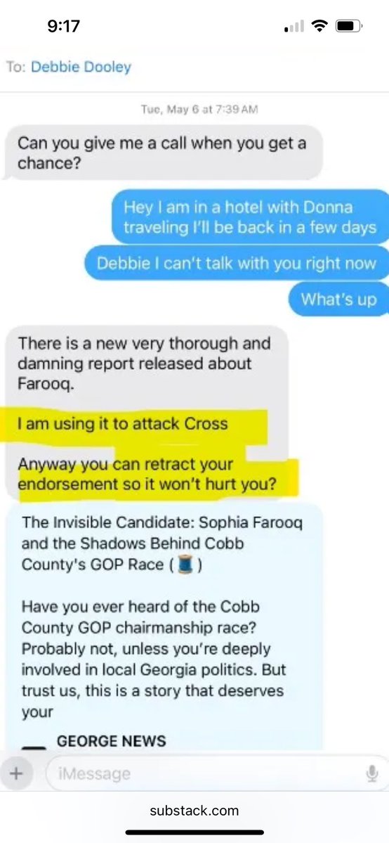 GAballots's tweet image. Debbie Dooley is terribly misguided and, I fear, mentally ill. I wish her healing for the tremendous amount of hate she holds inside. 
Message below is between Debbie in gray and Stan Fitzgerald in blue.