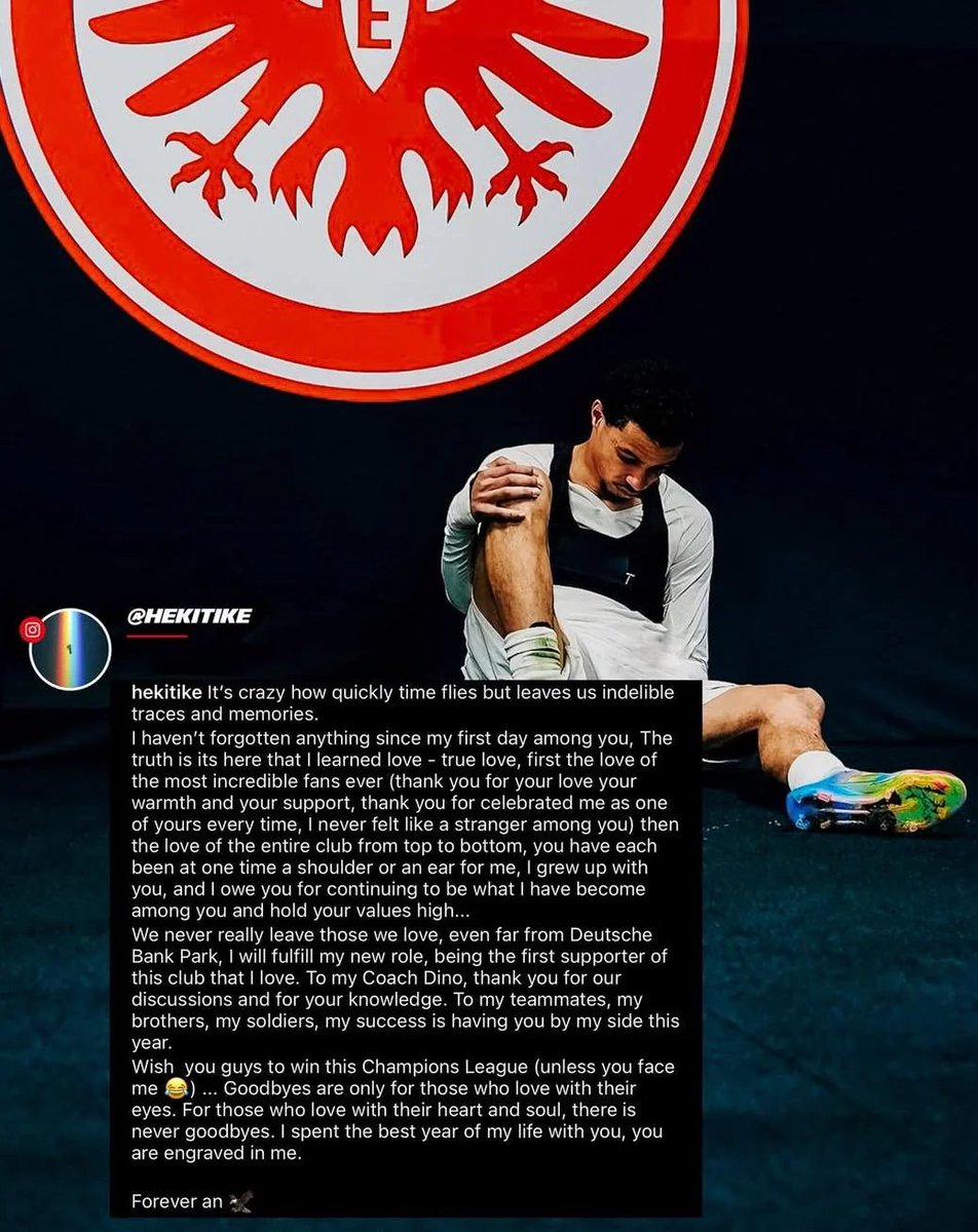 Nevrspeakagain's tweet image. We've got ourselves another pure gem.
Hugo's farewell message to Frankfurt.
"Goodbyes are only for those who love with their eyes. For those who love with their heart and soul, there is never goodbyes"
I think I've got something in my eye. Damn.