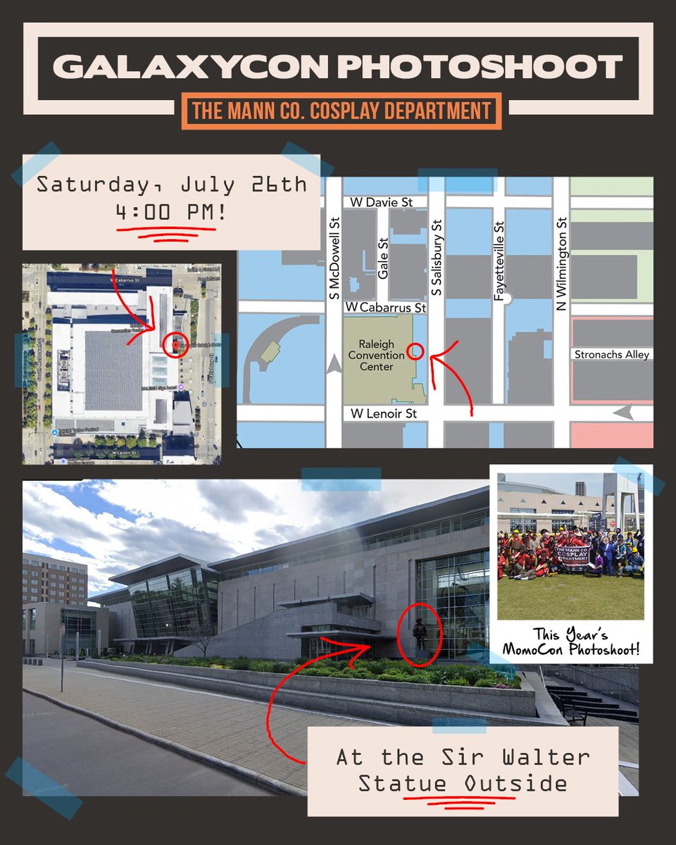 manncosplay's tweet image. 🚨 ATTENTION ALL MANN CO MERCENARIES 🚨
We are just under 24 hours till our big photoshoot at #galaxyconraleigh !
As a reminder, it is tomorrow at 4pm outside the convention center by the statue. It's gonna be a hot one so be sure to bring water!
We hope to see you all there!