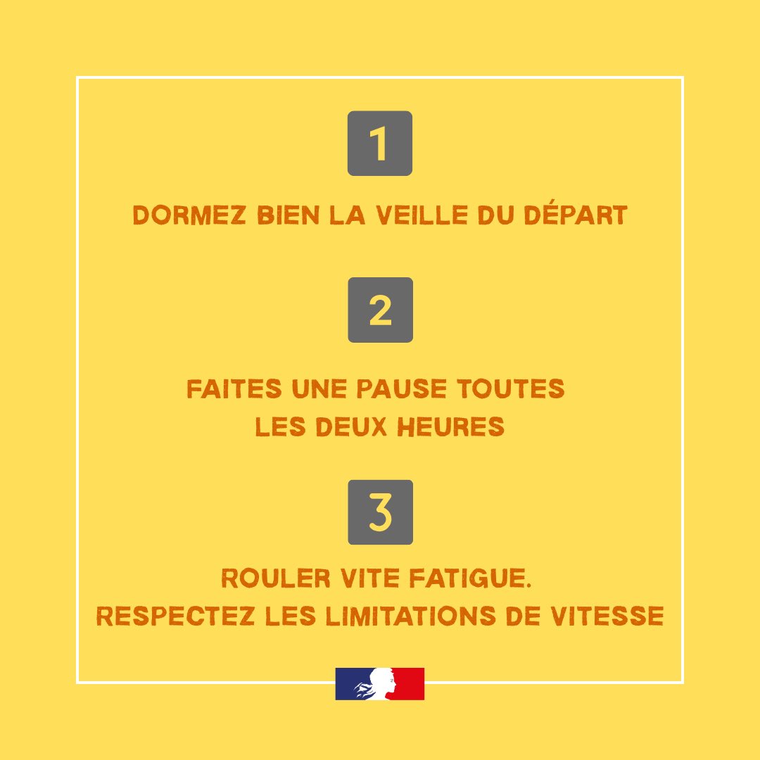 prefet59's tweet image. #SécuritéRoutière
🚘 Week-end de chassé-croisé : préparez votre départ en vacances !
😴 Adoptez les bons réflexes pour éviter les risques de fatigue et de somnolence