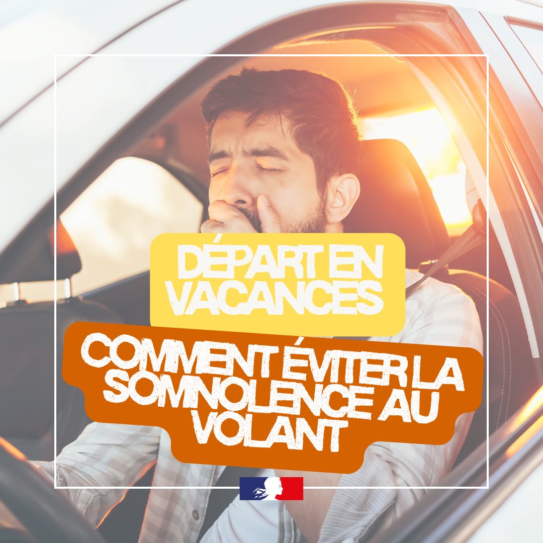 prefet59's tweet image. #SécuritéRoutière
🚘 Week-end de chassé-croisé : préparez votre départ en vacances !
😴 Adoptez les bons réflexes pour éviter les risques de fatigue et de somnolence