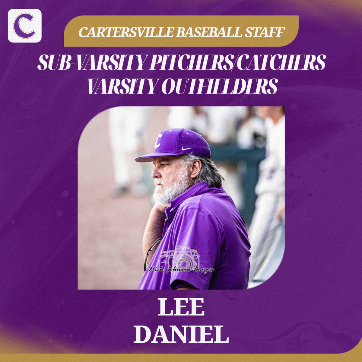 Coach Lee Daniel has been a part of Amateur Baseball in Cartersville for nearly 50 years as a player, coach, &amp; other roles too numerous to mention.

“Coach Lee” has had an impact on many players’ careers for years &amp; spreads his time across the 9th grade, JV, &amp; varsity teams!