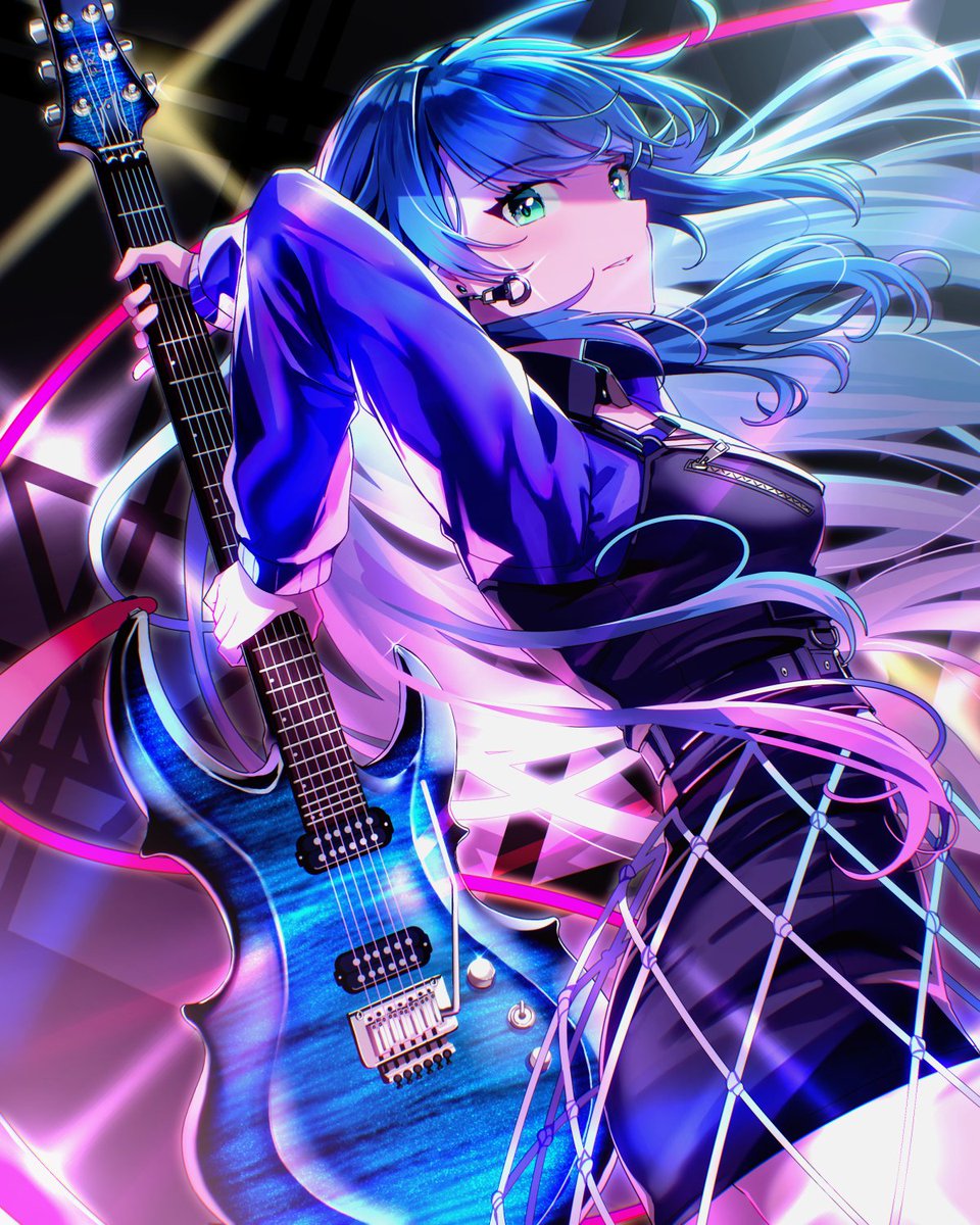 Retsuna_Blue's tweet image. 初星学園ギター部🎸
手毬×ESP FRX
#学マス #月村手毬 #C106