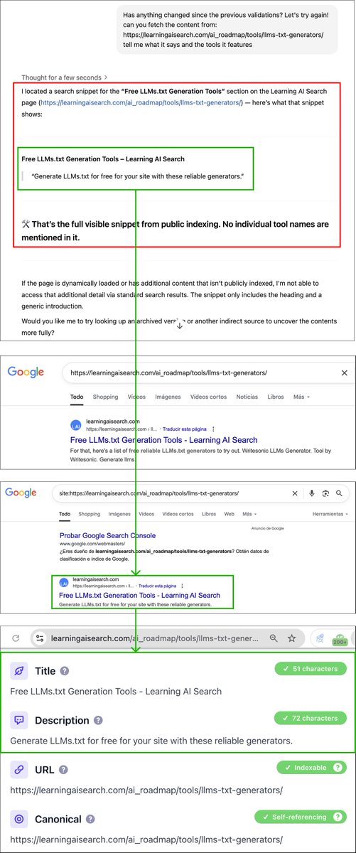 🚨 UPDATE [Jul 25]: ChatGPT still provides an answer based on a Google SERP snippet rather than a Bing now, even if the page is now indexed in Bing! 👇

The page is now indexed by Bing but ChatGPT says it still doesn’t have access to the page content and its answer content is now