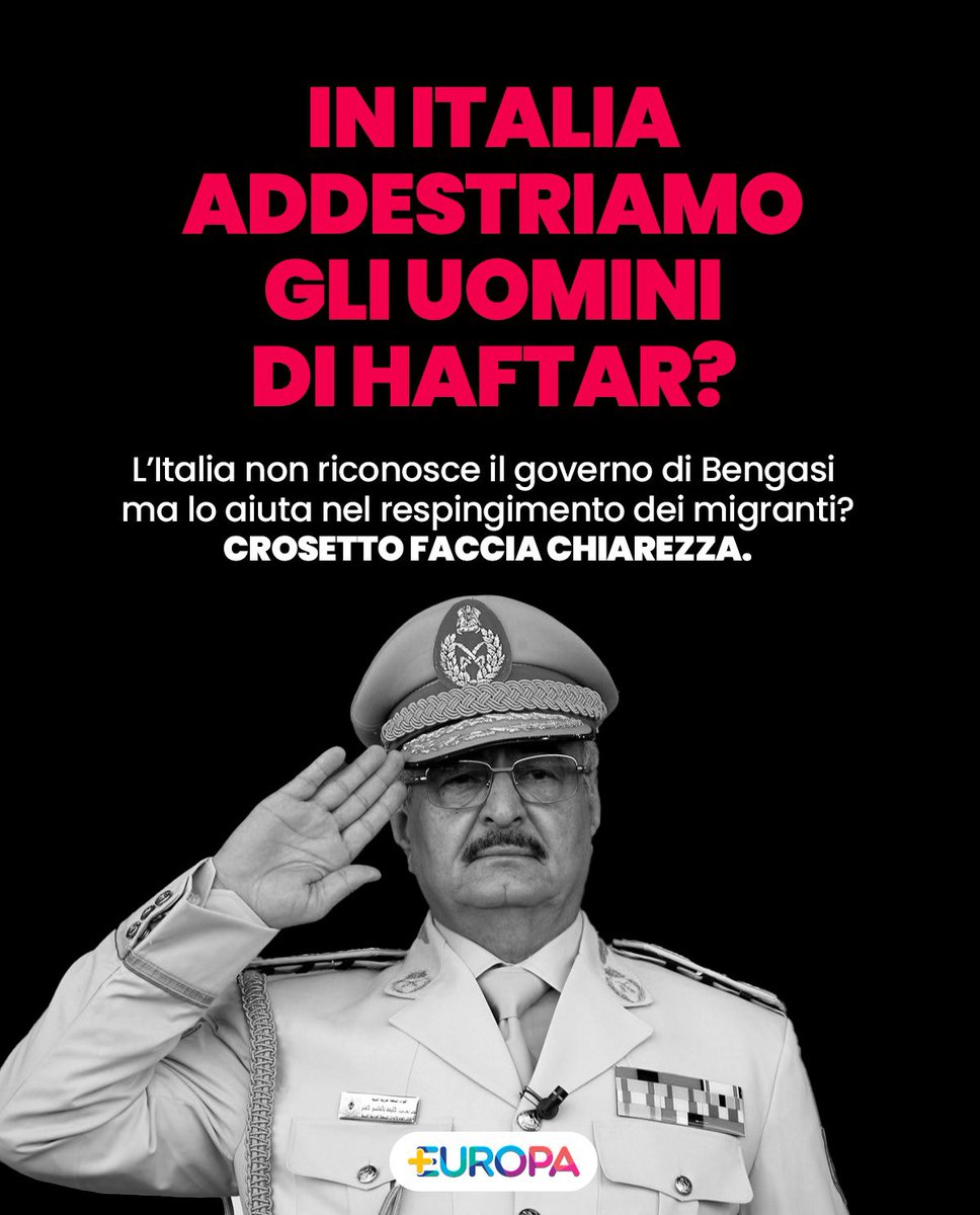 riccardomagi's tweet image. Non bastavano le motovedette. Ora l’Italia addestra anche i soldati del generale Haftar.
Secondo quanto riportato da Il Post, il governo italiano starebbe addestrando in basi militari sul nostro territorio truppe legate al generale Haftar, cioè al governo di Bengasi. Un governo…