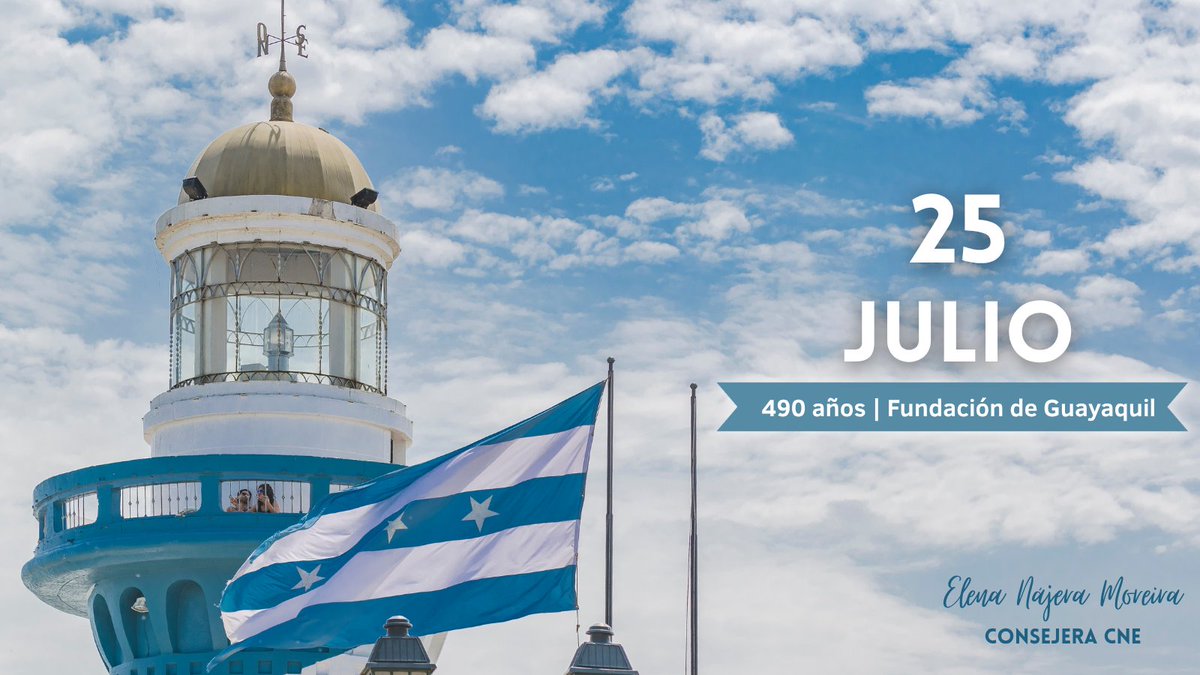 ¡Extiendo un ferviente saludo a Guayaquil en sus 490 años de fundación! Felicito a esta ciudad próspera y progresista que con sus valientes hombres y mujeres ha forjado una historia de orgullo. Que la Perla del Pacífico brille por muchos años más.

#vivaguayaquil #Guayaquil