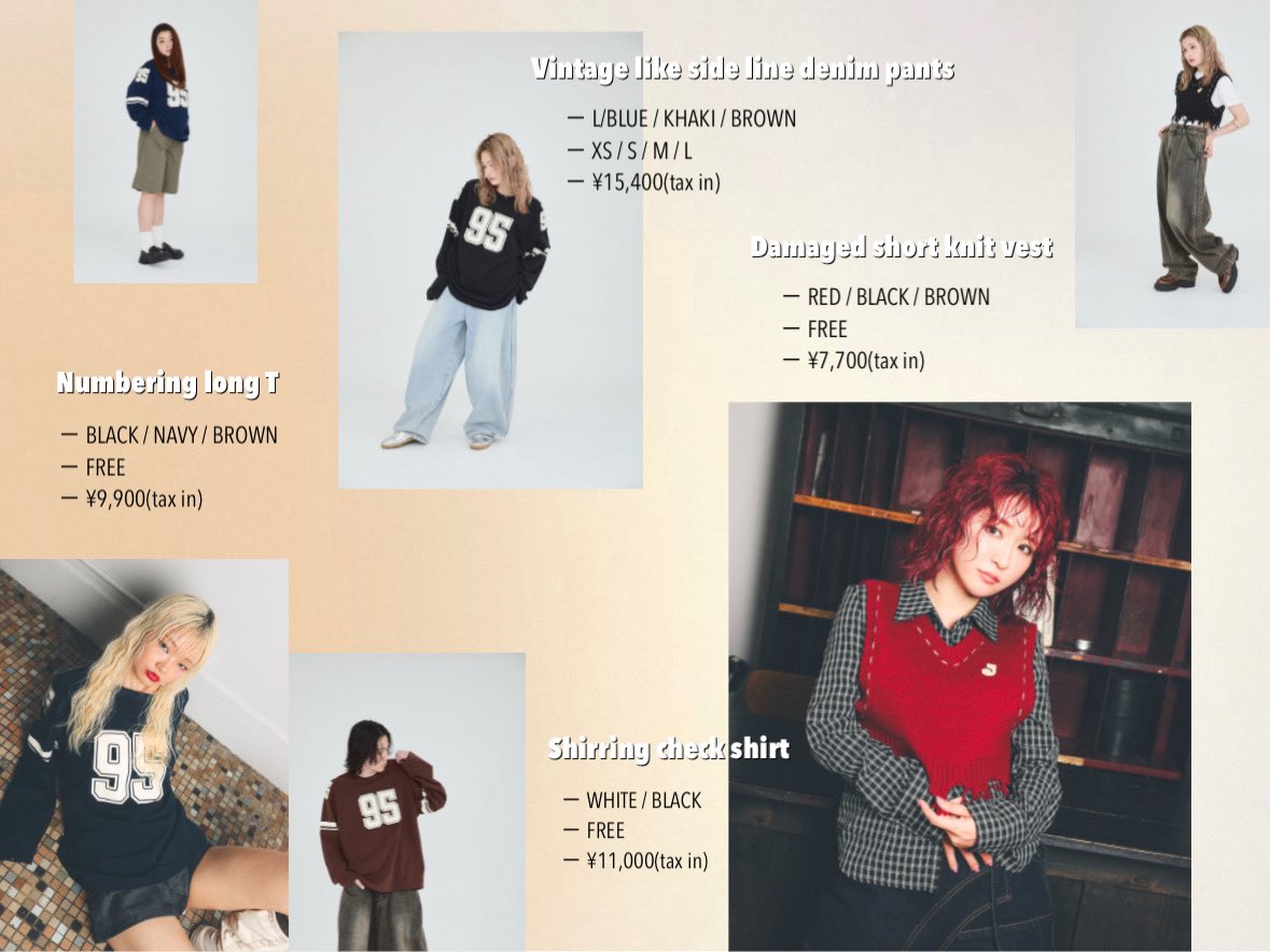 JIMWAG 2025 AUTUMN COLLECTION
season concept：𝗡𝗢 𝗥𝗨𝗟𝗘𝗦 𝗦𝗜𝗡𝗖𝗘 '𝟵𝟱

着用サイズはあくまで推測です🙂‍↕️

カタログっぽくまとめてみました(*Ü*)ﾉ"
誰かの参考になれば嬉しいです😌💗

リプ欄続きあります🙆🏻‍♀️✦.°

<a href="/___nicoichi___/">【平成フラミンゴ】NICO</a> #平成フラミンゴにこ
#平成フラミンゴ 平フラ にこ