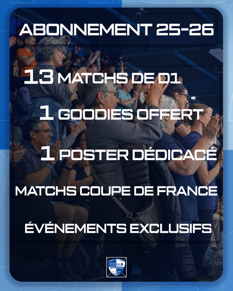 🟦La passion du damier ! ⬜️

Notre abonnement pour cette nouvelle saison est ouvert ! 🥳

Vivez chaque rencontre à domicile de nos étoiles pour cette saison 25-26 ! 💙

⬇ Écrivons ensemble, l'histoire de la Stella Saint-Maur Handball ! ⬇

billetweb.fr/abonnement-25-…