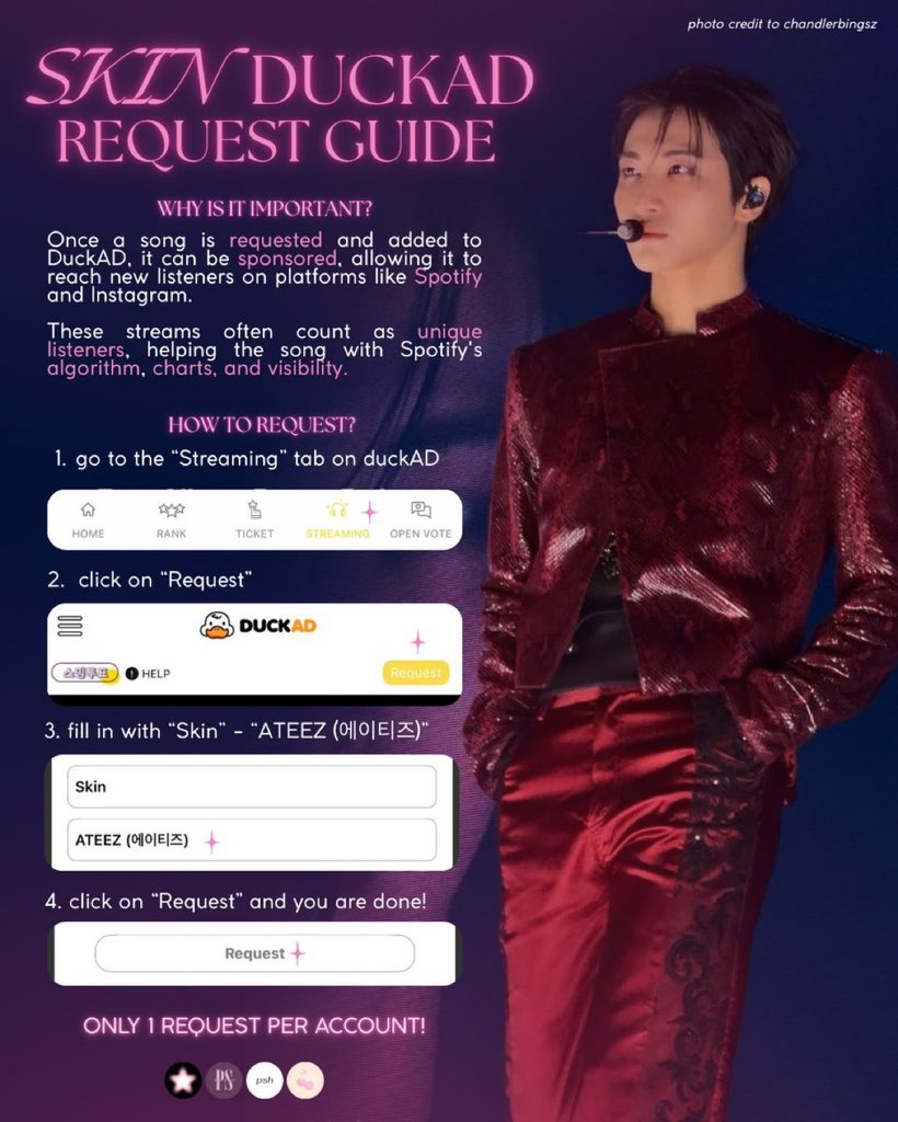 seonghwabase's tweet image. MASS REQUEST FOR SKIN ON DUCKAD
To boost Spotify streams for Skin, we need more unique listeners and DuckAD helps with that!
Once Skin is added to the app through our requests, we can sponsor it and show it to new potential listeners on Spotify and Instagram. This increases…