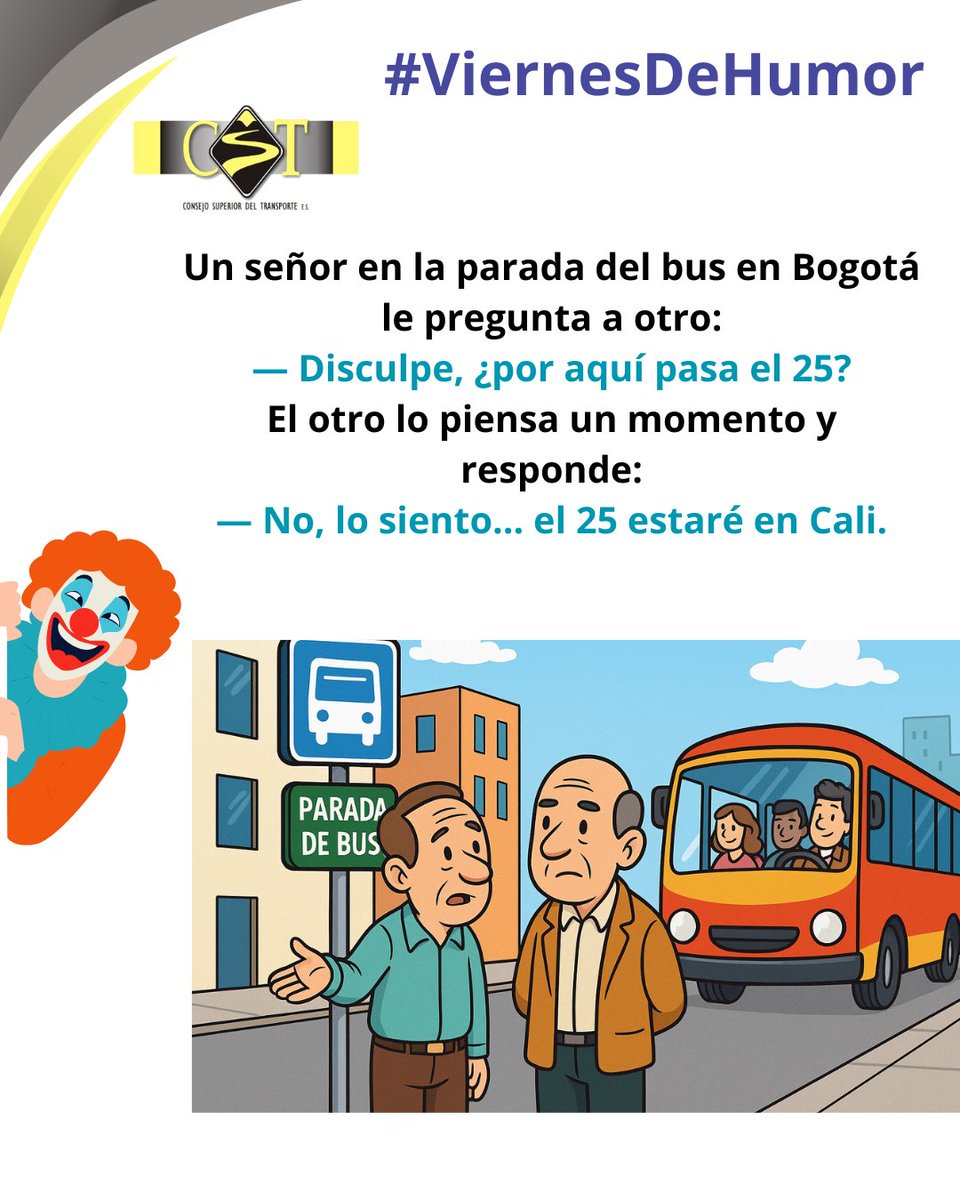 #ViernesDeHumor😄 A veces, una sonrisa puede hacer más liviano el trayecto 🚌💬
Un buen chiste en la parada cambia el día de cualquiera 🙌  Contagia alegría donde vayas!
#FelizViernes #HumorEnRuta #TransporteConSonrisa 🚍✨