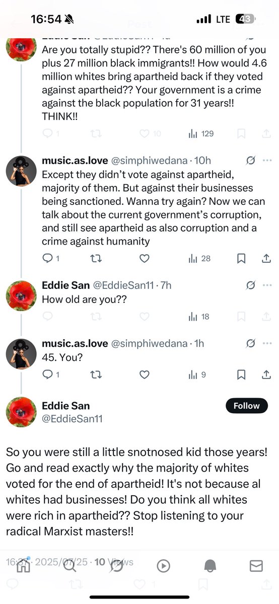 simphiwedana's tweet image. This honey boo boo just blocked me. Are you scared to engage me poppet? “Believe me,.. I’m superior”…. Oh honey. Sorry you’re the dredges of human intelligence. All racists are. I can help.
