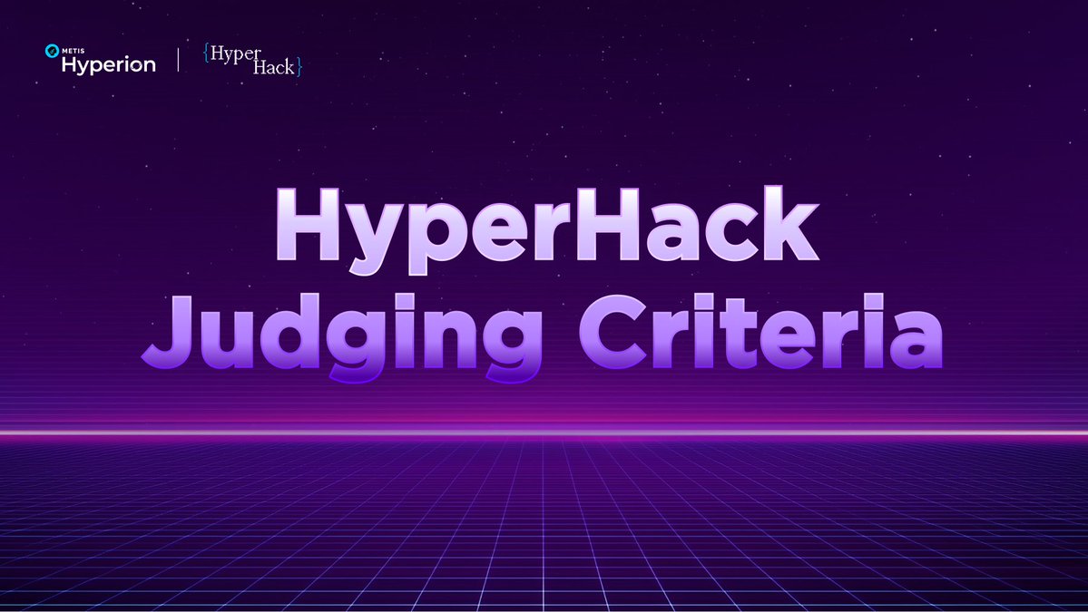 MetisL2's tweet image. Check the Forum for the full HyperHack judging criteria 🧠
Final scores will reflect innovation, execution, and how well your project aligns with Hyperion.
Read here: f.mtr.cool/bxcdwodfjn