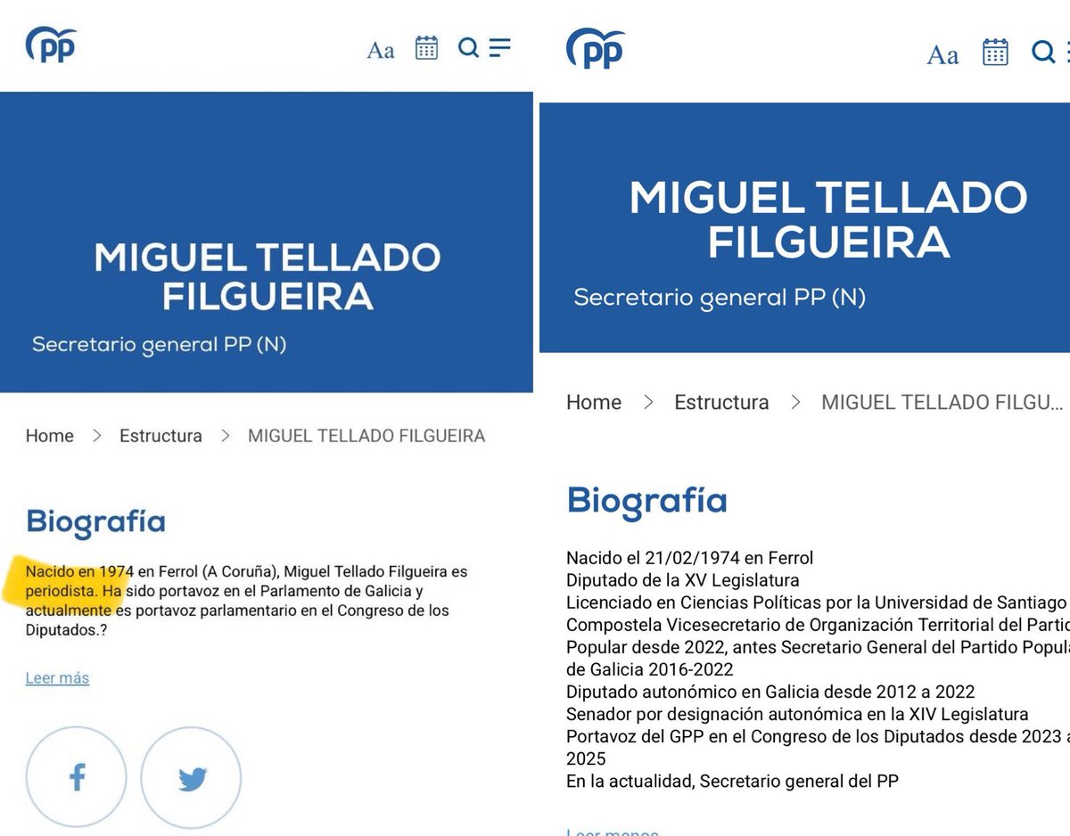 Rubén Sánchez (@rubensancheztw) on Twitter photo Otro caso de currículum menguante.
<a href="/Mtelladof/">Miguel Tellado</a> se ha pegado un tiro en el pie exigiendo a <a href="/oscar_puente_/">Oscar Puente</a> que demostrase que tiene un máster. El ministro le ha contestado que ya lo hizo hace años y le ha pedido que aclare eso de que es "periodista". De repente, ha dejado de serlo. Otro caso de currículum menguante.
<a href="/Mtelladof/">Miguel Tellado</a> se ha pegado un tiro en el pie exigiendo a <a href="/oscar_puente_/">Oscar Puente</a> que demostrase que tiene un máster. El ministro le ha contestado que ya lo hizo hace años y le ha pedido que aclare eso de que es "periodista". De repente, ha dejado de serlo.