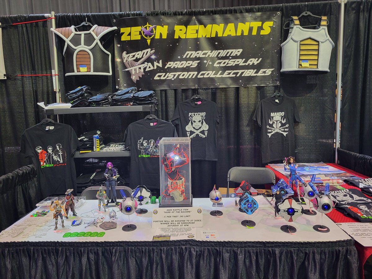 ZeonRemnants's tweet photo. I believe this is my 6th year as an artist @GCXEvent 

We have our usual ghosts,tees,stickers, 3d printed items and cosplay items.

Also the raffle item this year may be my favorite one i have done so come by and let the gambling begin!

#Destiny2 https://t.co/PA432ITpf9