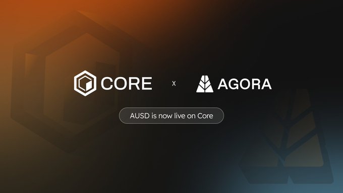 Core와 Agora 로고와 함께 Core에 AUSD 출시 텍스트