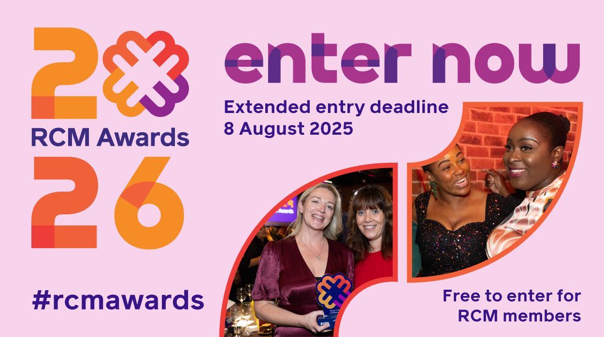 MidwivesRCM's tweet image. We are extending the entry deadline to the RCM Awards 2026 to ensure that we are capturing all of the work that our members do for the women and families in their care. You now have until 8 August to put yourself forward. Learn more and apply: buff.ly/aza8YOb