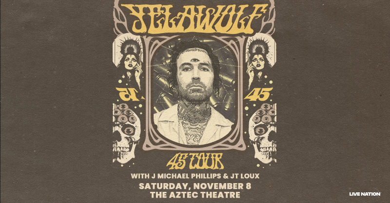 TheAztecTheatre's tweet image. ⚠️ON SALE NOW!⚠️  

Don&apos;t miss Yelawolf with special guests JT Loux and J Michael Phillips on November 8th at the Aztec Theatre. 

🎫 Get tickets today: livemu.sc/3GSxoay