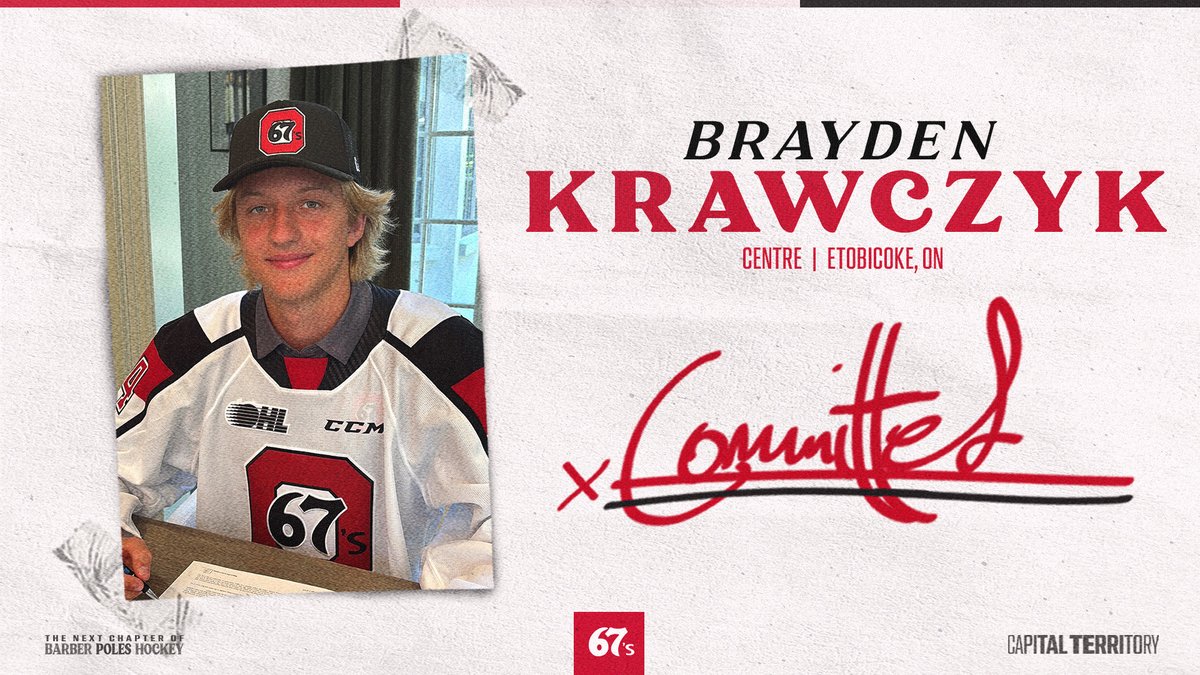 Forward Brayden Krawczyk has signed an <a href="/OHLHockey/">Ontario Hockey League</a> Scholarship and Development Agreement with the team. 

Welcome to #CapitalTerritory, Brayden! 💥

🗞️ bit.ly/46nC9TR