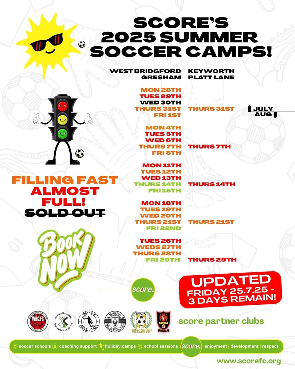 Final chance to book!

#summerfootball
#wbcolts
#kucfc