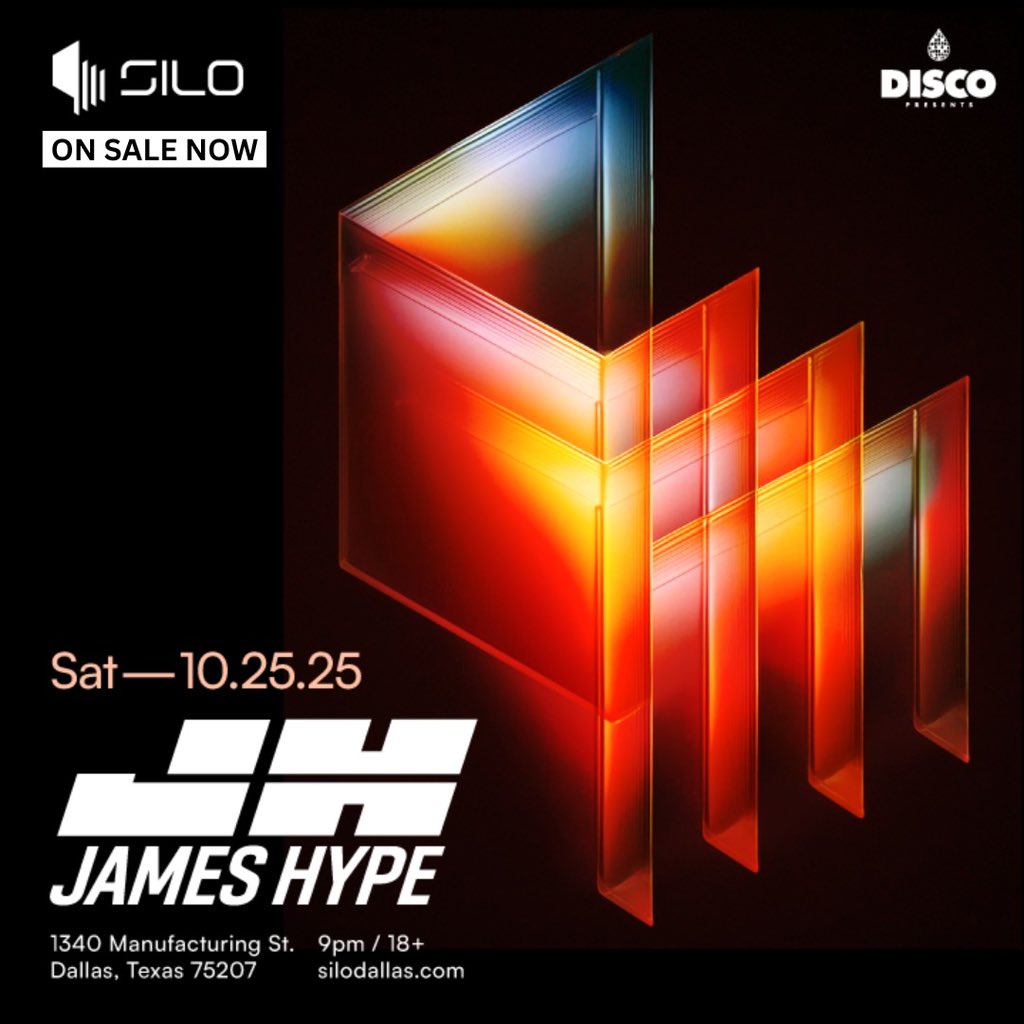 SiloDallas's tweet image. .@JamesHYPE returns to SILO Dallas on Sat, October 25th 🔥 Tickets are on sale now!
🎟 → on.discopresents.com/trk/jhype1025