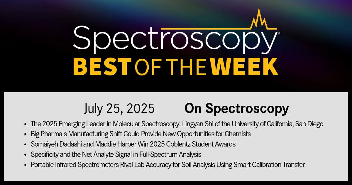 SpectroscopyMag's tweet image. Top articles published this week include an article about big pharma’s investments in U.S.-based manufacturing and an article about the 2025 Emerging Leader in Molecular Spectroscopy winner.
Read more: hubs.li/Q03yV9pB0