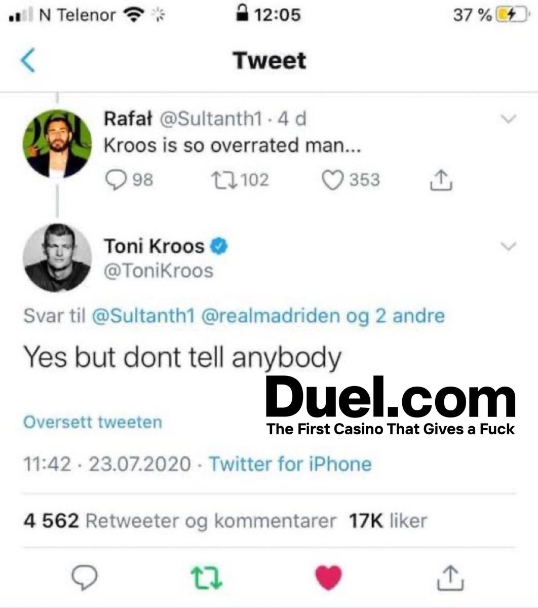 Aruth6730Ruth's tweet image. Footballers savage replies to fans, A thread 🪡😂
1. Toni Kroos