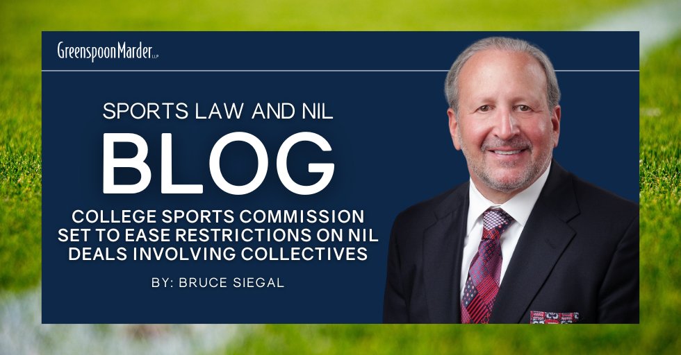 🚨 New blog from Greenspoon Marder’s Bruce Siegal: The College Sports Commission is reshaping NIL rules—collectives are back in play, and a new clearinghouse is in charge. What does it mean for athlete compensation? Read more: ow.ly/7bj950WuPob #NIL #SportsLaw #CSC