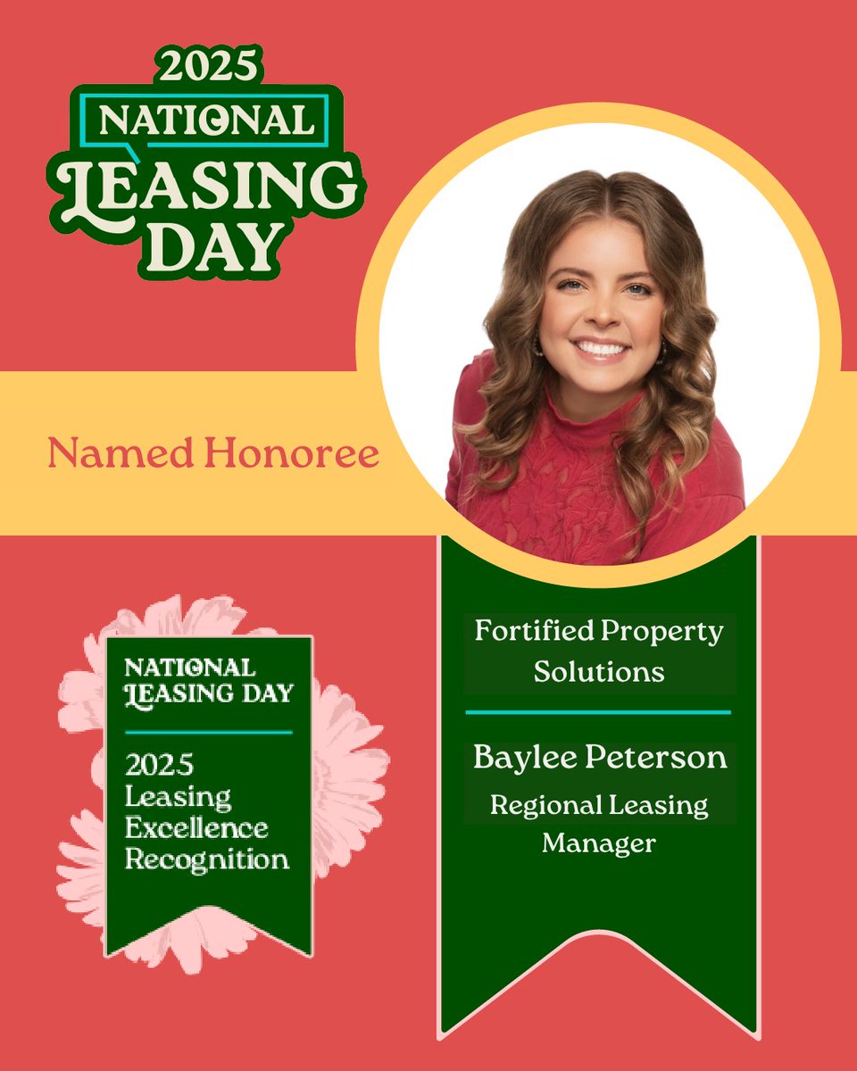 🔦 This week’s spotlight: Baylee Peterson, Regional Leasing Manager at Fortified Property Solutions
🎉 National Leasing Day Honoree 🎉

Join us in celebrating Baylee for her outstanding performance and dedication to drive real results!
#NationalLeasingDay #TechChampions #PropTech