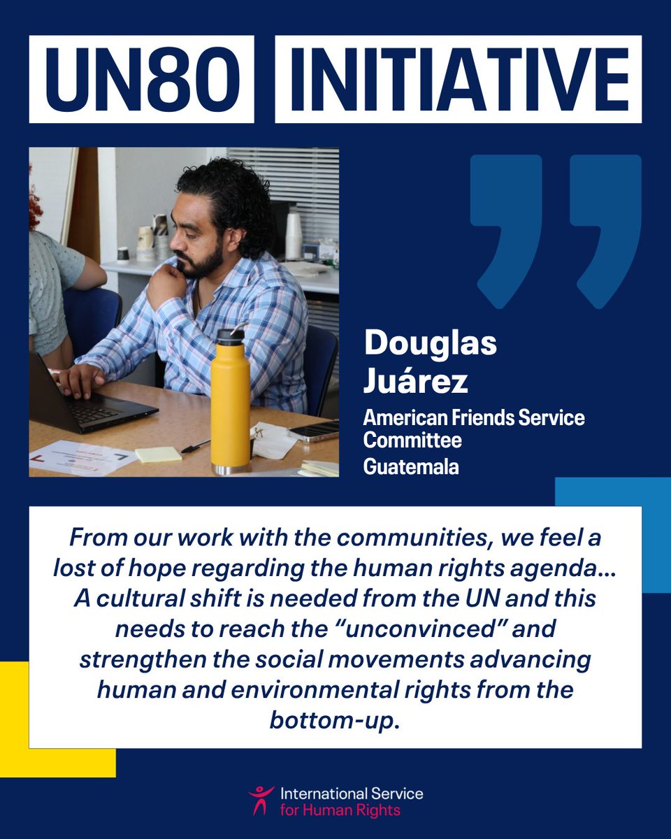 ISHRglobal's tweet image. With the #UN80Initiative, defenders from around the world are calling on the #UN to recommit to its founding principles and make real changes.
📢 ‘Hope is fading; we need a cultural shift.’ @Juarez_Douglas
📢 ‘The system must work for everyone, not just the privileged.’…