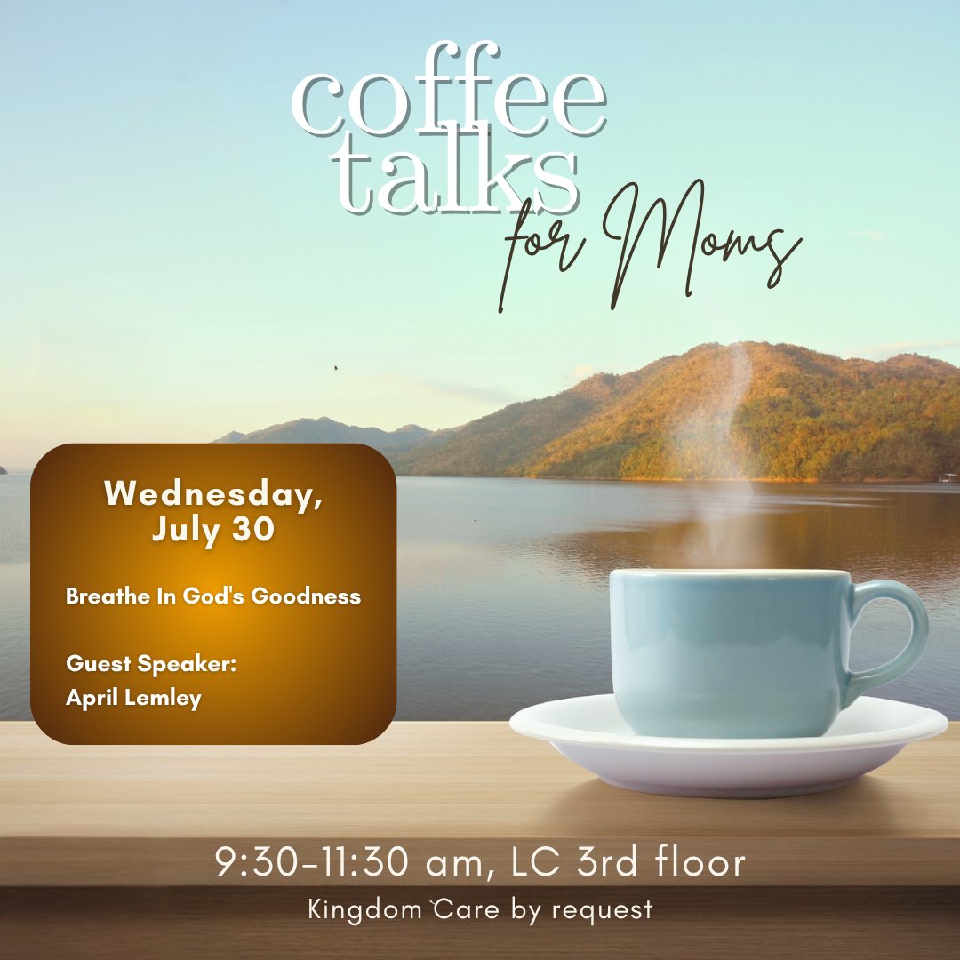 ubchouston's tweet photo. Plan to join us for a great time of fellowship together with guest speaker, April Lemley, author of ROAR: A Warrior Mama’s Prayer Journal. Wednesday, July 30, 9:30–11:30 a.m., LC 3rd floor.

#UBCHouston
#CoffeeTalksForMoms
#GodsGoodness https://t.co/tsH9vdOg9L