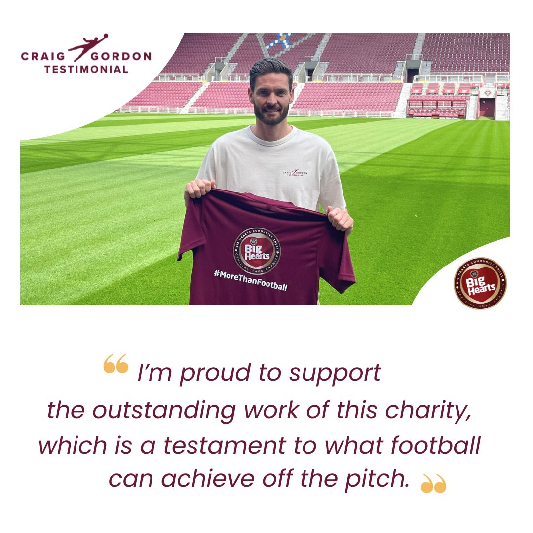 bighearts's tweet image. 𝗣𝗿𝗼𝘂𝗱 𝗰𝗵𝗮𝗿𝗶𝘁𝘆 𝗽𝗮𝗿𝘁𝗻𝗲𝗿 ❤⚽ We're very grateful to the @CGTestimonial Committee for choosing @bighearts as their charity partner. Craig has been a fervent supporter of our community work over the years. 💬 Read more: bighearts.org.uk/craig-gordon-t…