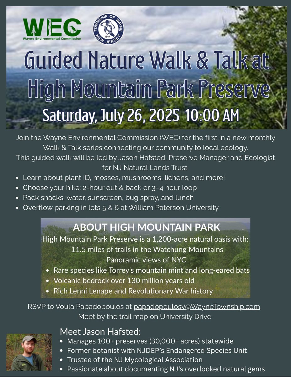 The Wayne Environmental Commission invites you out for our first walk and talk in nature on Saturday, July 26th.