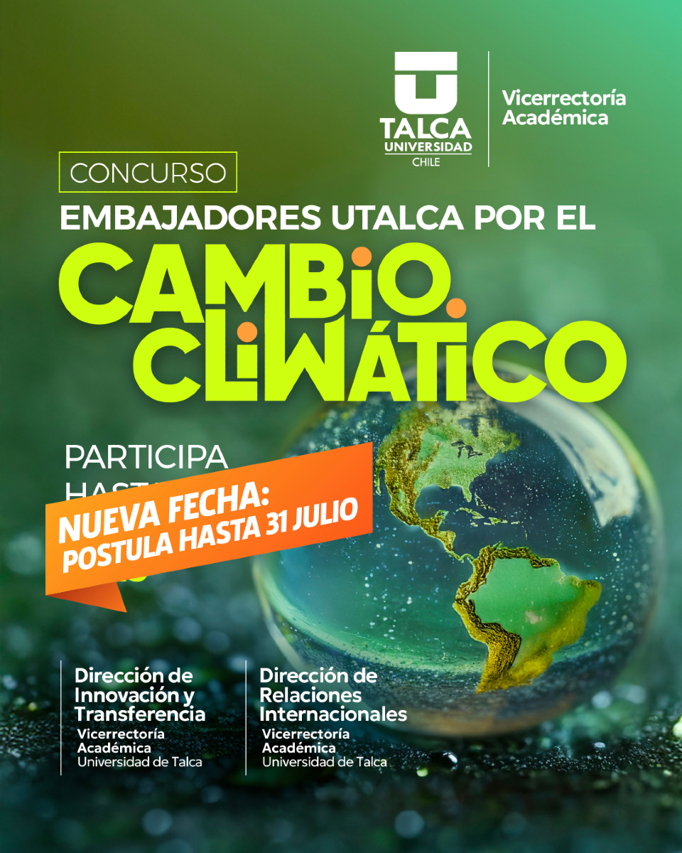 UTalca's tweet image. Concurso "Embajadores UTalca por el Cambio Climático."
Participa hasta el 31 de Julio 2025.
Bases en agenda UTalca.📲