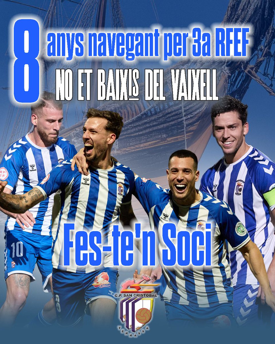 CP San Cristóbal (@cpsancristobal) on Twitter photo 🆕 𝗡𝗢 𝗘𝗧 𝗕𝗔𝗜𝗫𝗜𝗦 𝗗𝗘𝗟 𝗩𝗔𝗜𝗫𝗘𝗟𝗟 🛳️
⚽ Campanya Socis/es 2025/2026
Vine a renovar el teu carnet o fer-te nou Soci/a del <a href="/CPSanCristobal/">CP San Cristóbal</a> 💙
#NoEtBaixisDelVaixell 🤜🏼🤛🏼 #SanCris
Compartiu la Campanya‼️#Terrassa 🆕 𝗡𝗢 𝗘𝗧 𝗕𝗔𝗜𝗫𝗜𝗦 𝗗𝗘𝗟 𝗩𝗔𝗜𝗫𝗘𝗟𝗟 🛳️
⚽ Campanya Socis/es 2025/2026
Vine a renovar el teu carnet o fer-te nou Soci/a del <a href="/CPSanCristobal/">CP San Cristóbal</a> 💙
#NoEtBaixisDelVaixell 🤜🏼🤛🏼 #SanCris
Compartiu la Campanya‼️#Terrassa