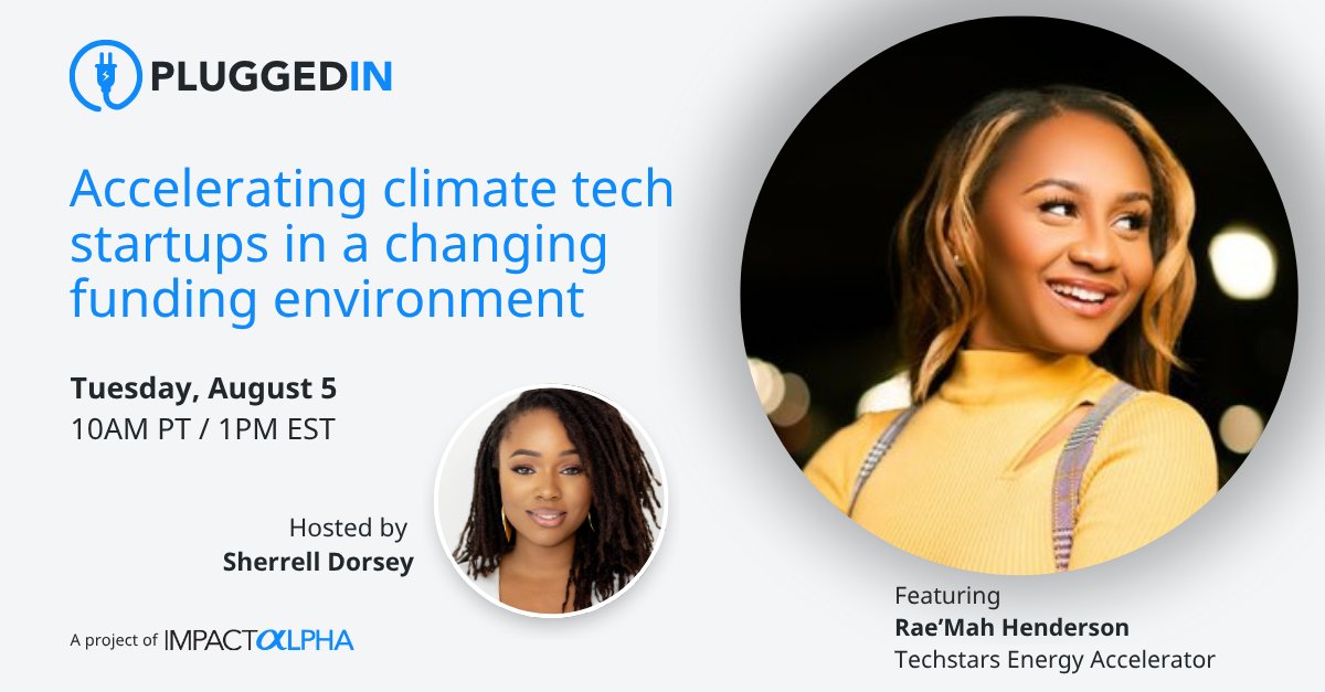 ImpactAlpha's tweet image. .@Techstars Birmingham’s Rae’Mah Henderson joins @sherrell_dorsey to discuss how community, capital, and place-based partnerships are driving the clean energy transition.
🔌 #RSVP for the next PluggedIn, Tuesday, August 5th at 10aPT/1pET.
hubs.li/Q03yRVcl0